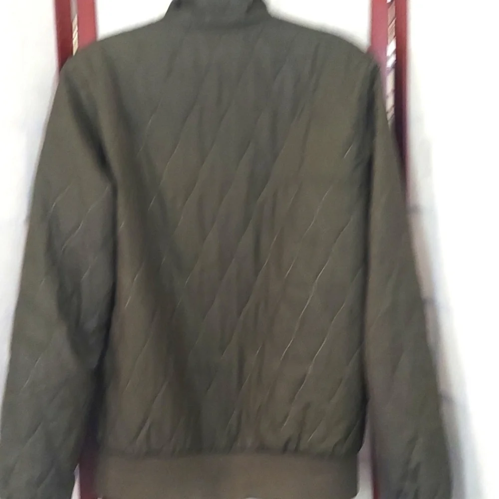 Nike Womens Olive Green Quilted Zip Up Jacket Sz M